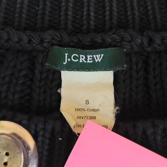 J.Crew Black Cable Knit Double Breasted Cardigan Sweater Size S - Picture 6 of 10